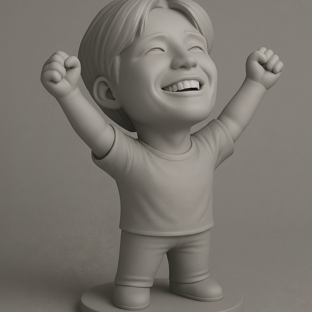 silhouette 3d printer maker-3d portrait printing_Victory Kid Figurine - Express Your Joy!