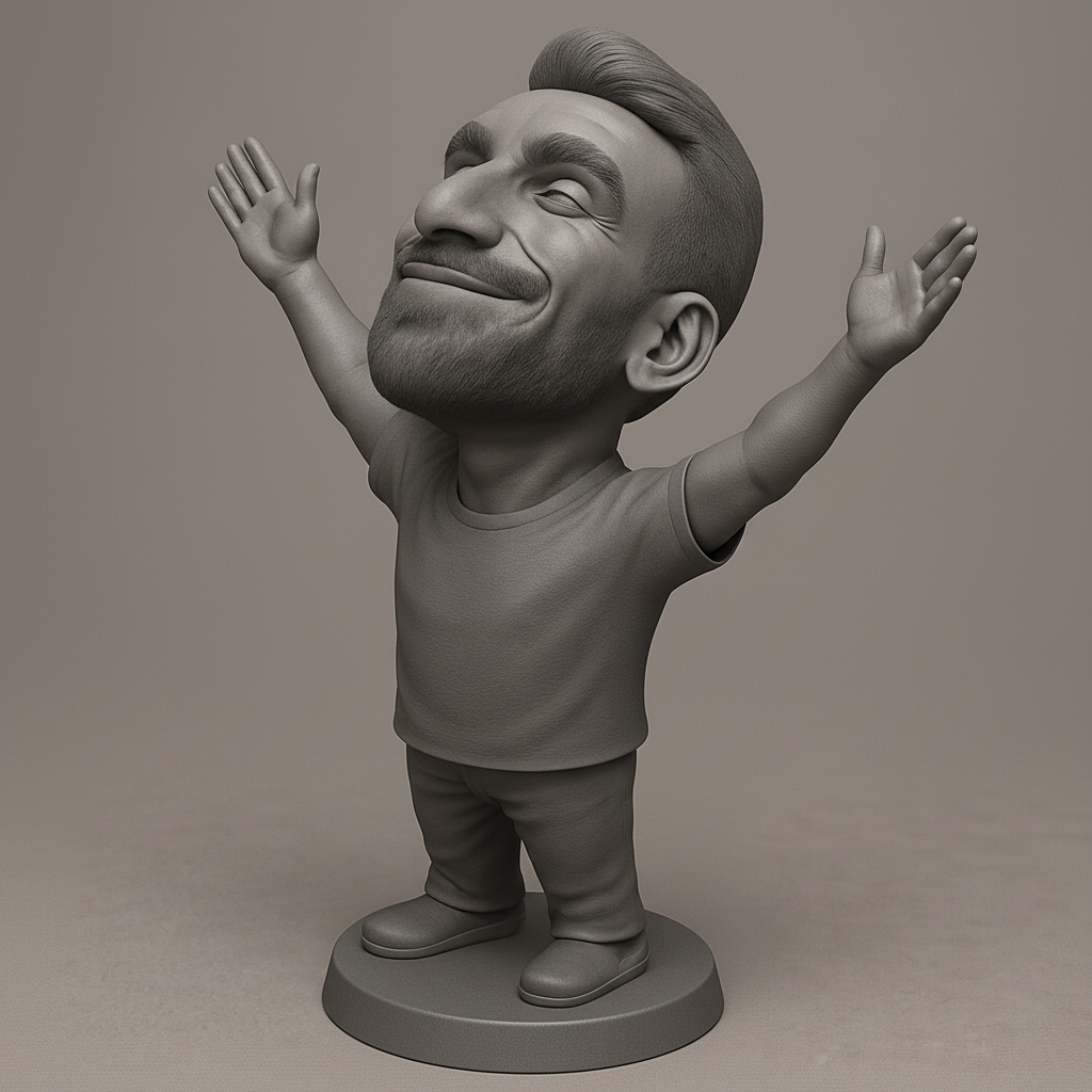 face to 3d model ai-3D portrait printing from photo_Joyful Embrace Figurine: Celebrate Every Win!