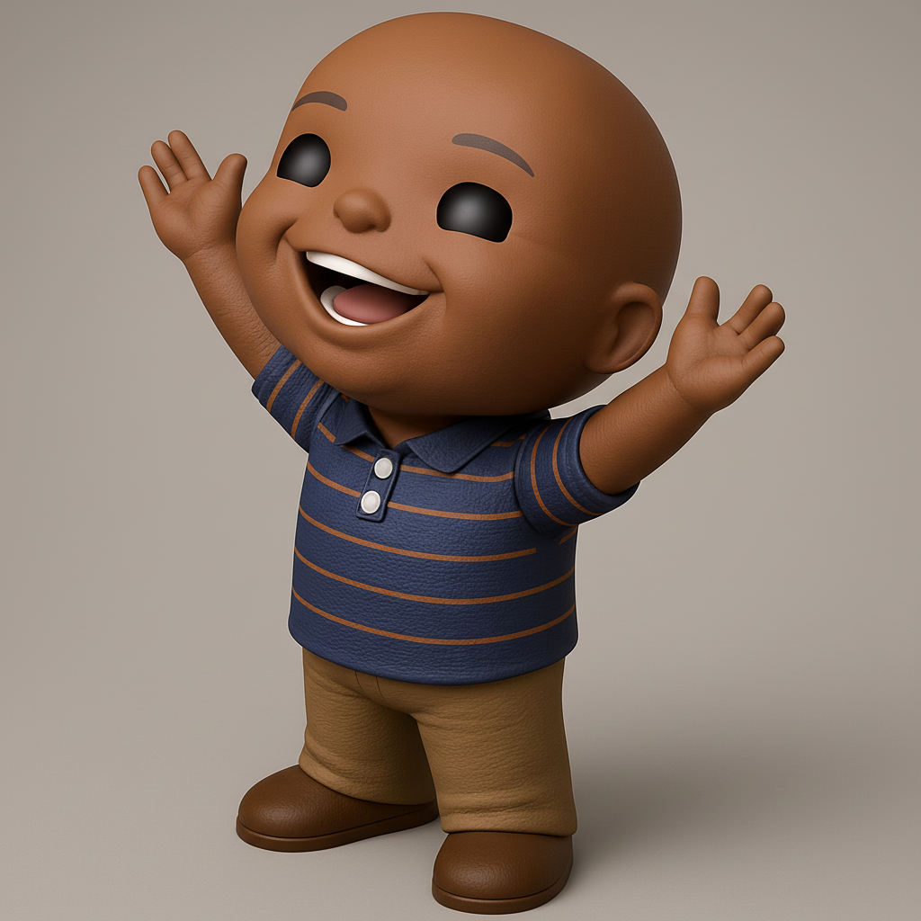 face anatomy 3d model-create 3d face model from photo_Joyful Waving Kid Figure: A Cute Desk Buddy