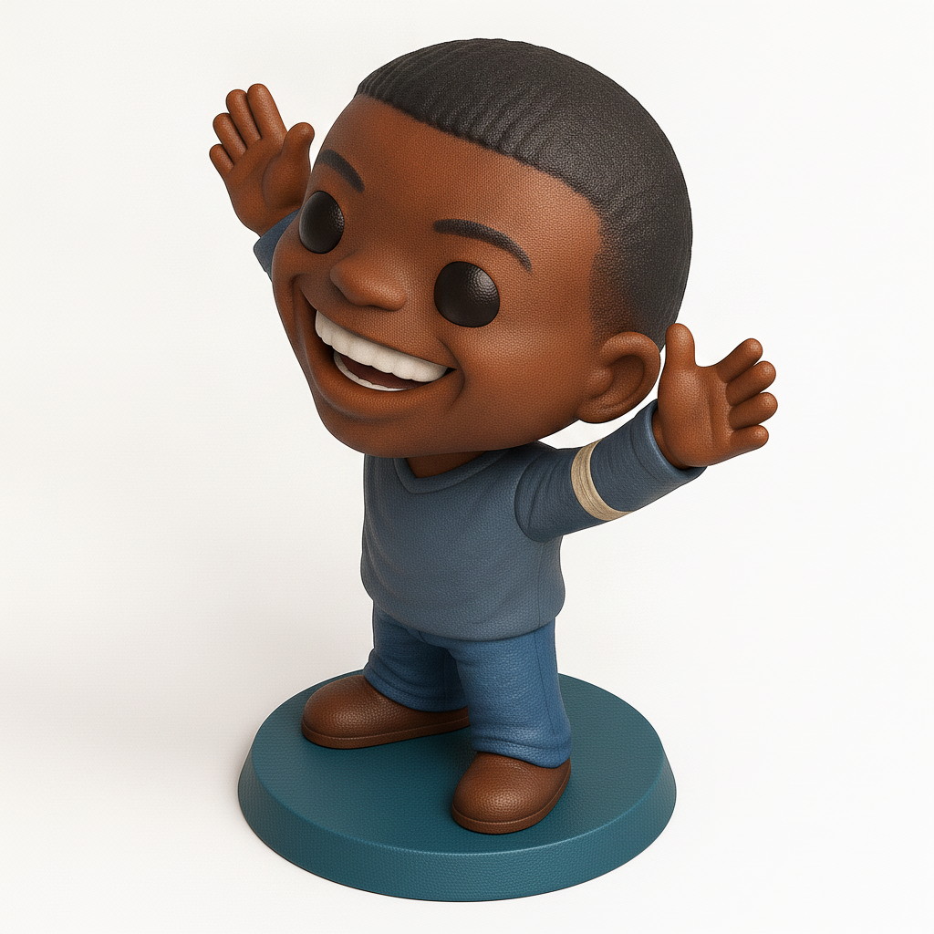 face to 3d model ai-3D portrait printing from photo_Joyful Boy Chibi Figurine - Happy Smile Desk Decor