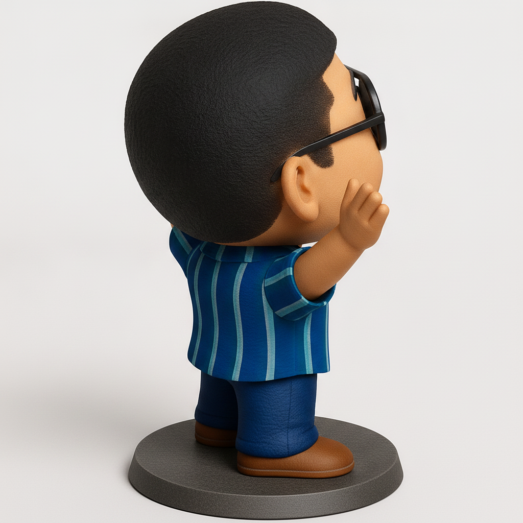face anatomy 3d model-create 3d face model from photo_Optimistic Bobblehead: Print Joy & Cool Vibes!