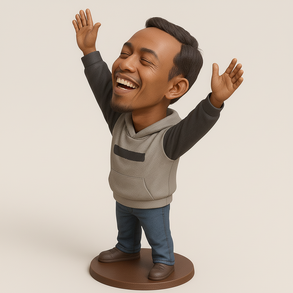 silhouette 3d printer maker-3d portrait printing_Joyful Character Statue for 3D Printing