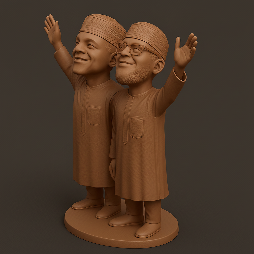 silhouette 3d printer maker-3d portrait printing_Joyful Twin Figurines for 3D Printing