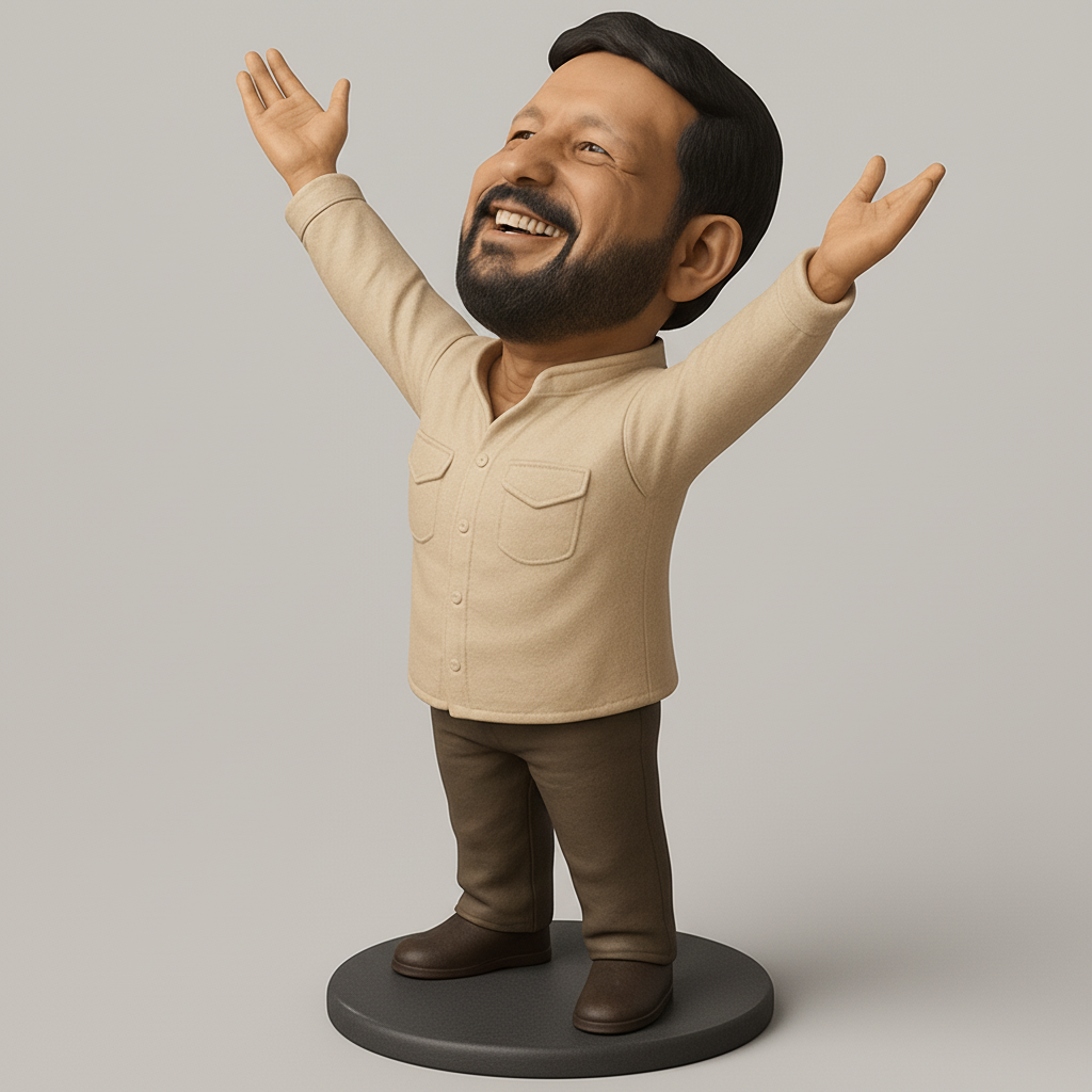 face to 3d model ai-3D portrait printing from photo_Smiling Man Bobblehead - Spread Happiness!