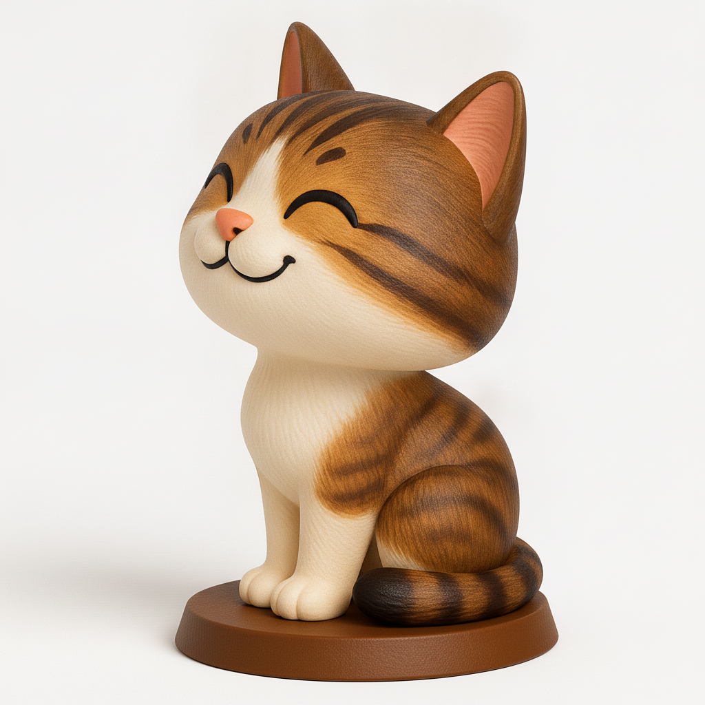 face anatomy 3d model-create 3d face model from photo_Happy Tabby Cat Figurine - Adorable Desktop Decor