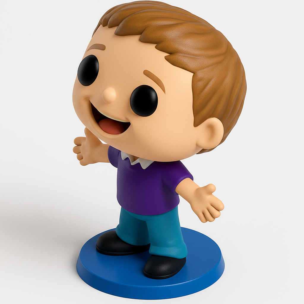face to 3d model ai-3D portrait printing from photo_Happy Hugging Boy Funko-Style Collectible