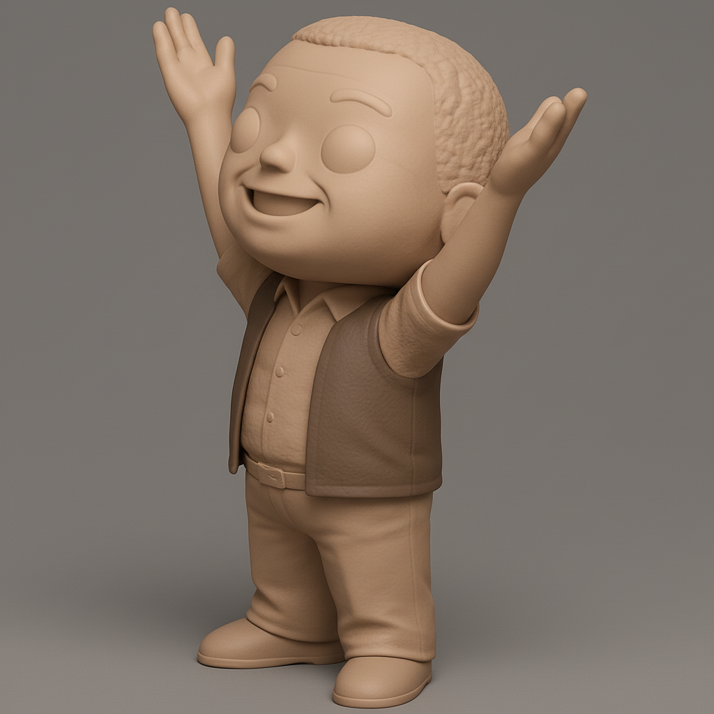 face to 3d model ai-3D portrait printing from photo_Uplifting Chibi Man Statue: Bring Smiles to Your Space