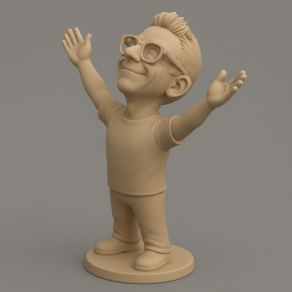 silhouette 3d printer maker-3d portrait printing_Joyful Character with Outstretched Arms