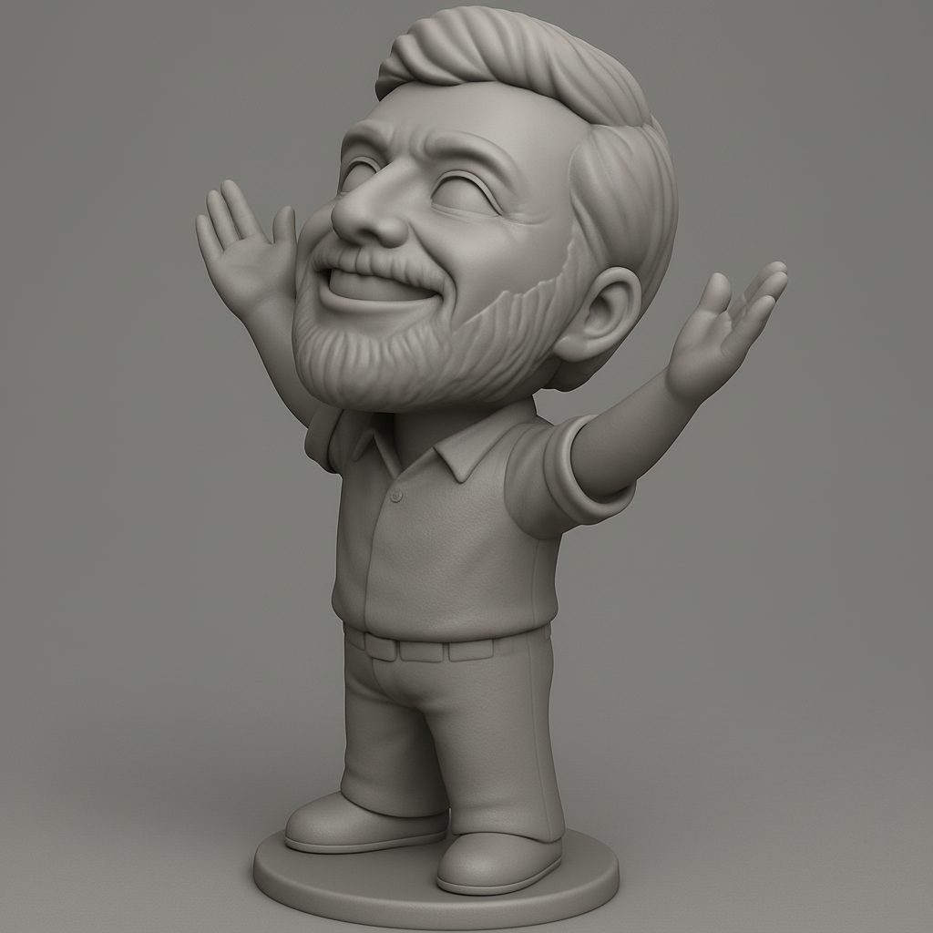 face anatomy 3d model-create 3d face model from photo_Spread Joy: Happy Bearded Man Desktop Figurine
