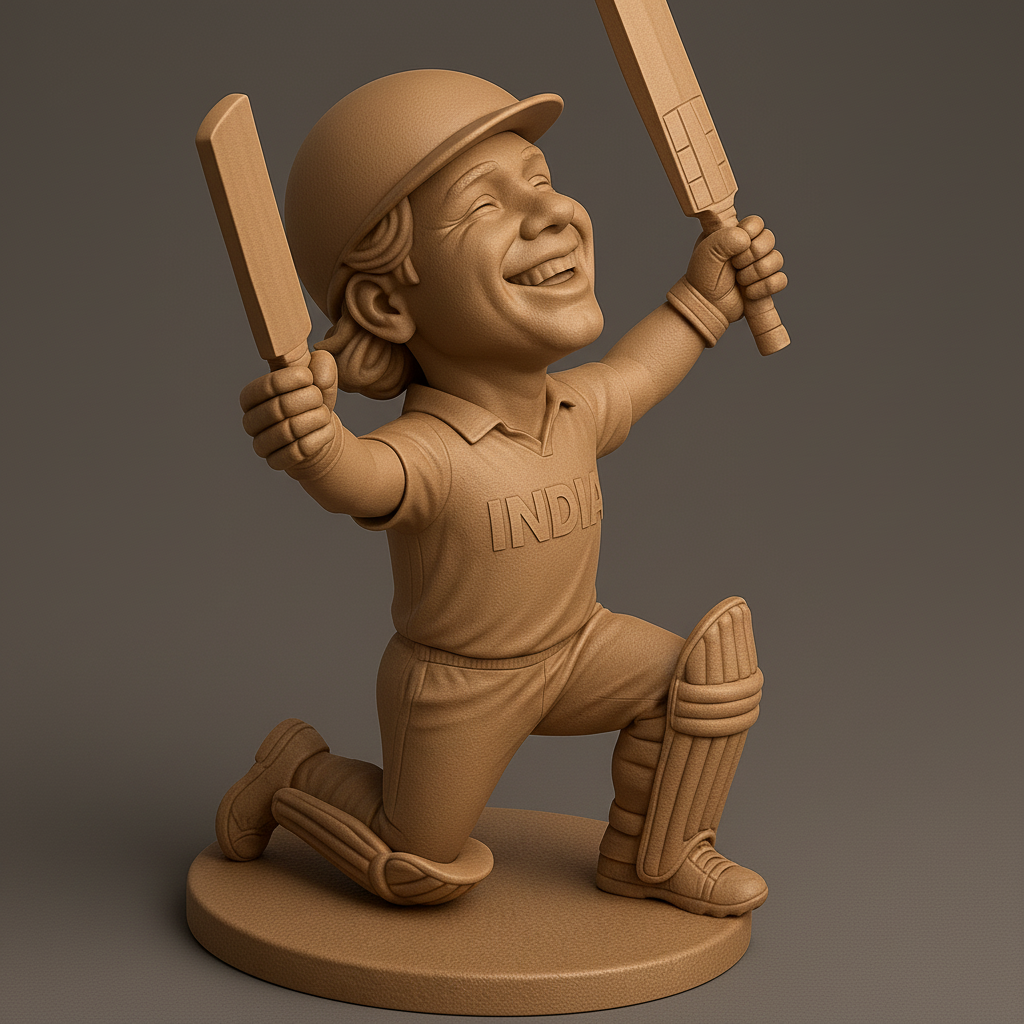 silhouette 3d printer maker-3d portrait printing_Joyful Cricket Champion Figurine