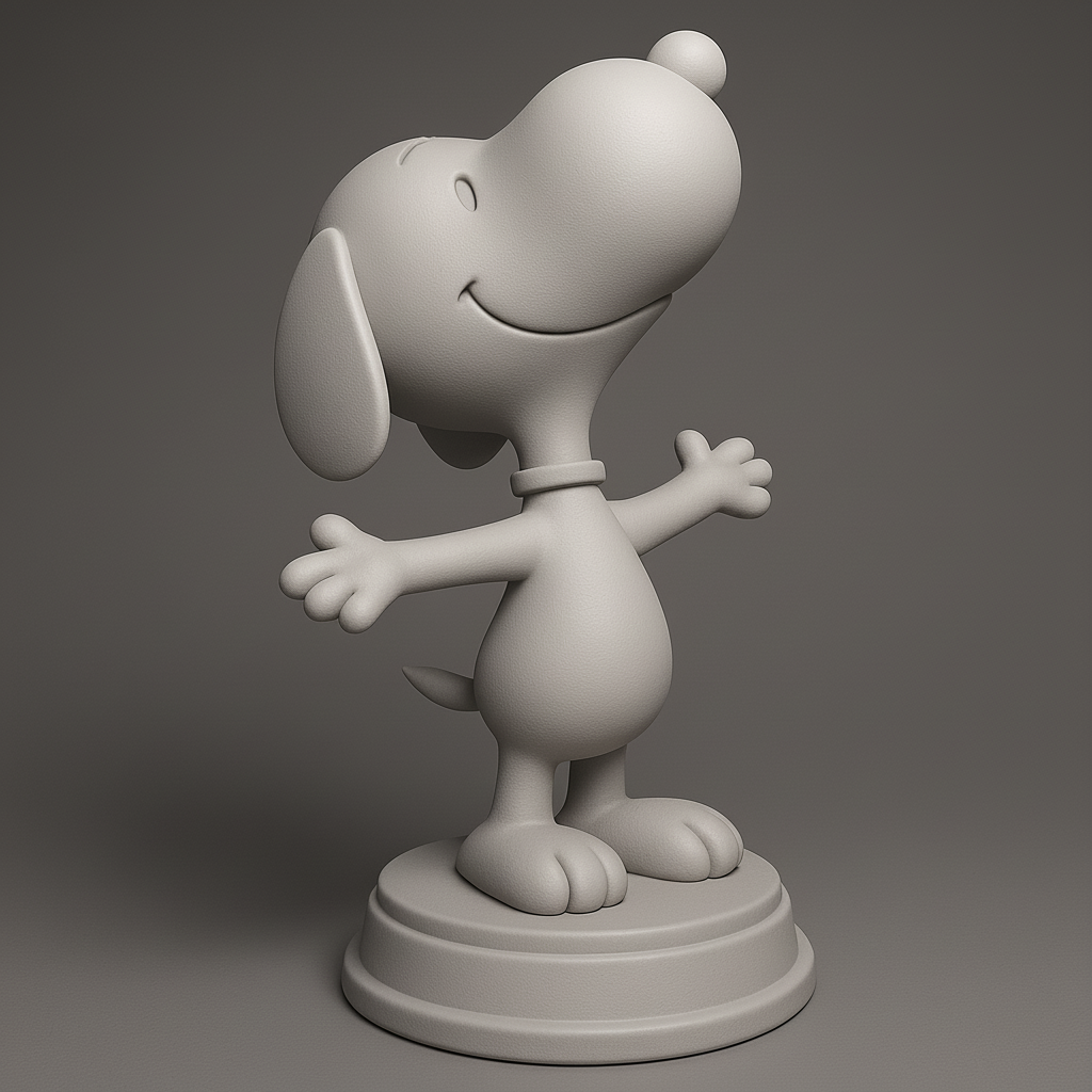 silhouette 3d printer maker-3d portrait printing_Joyful Cartoon Dog Figurine