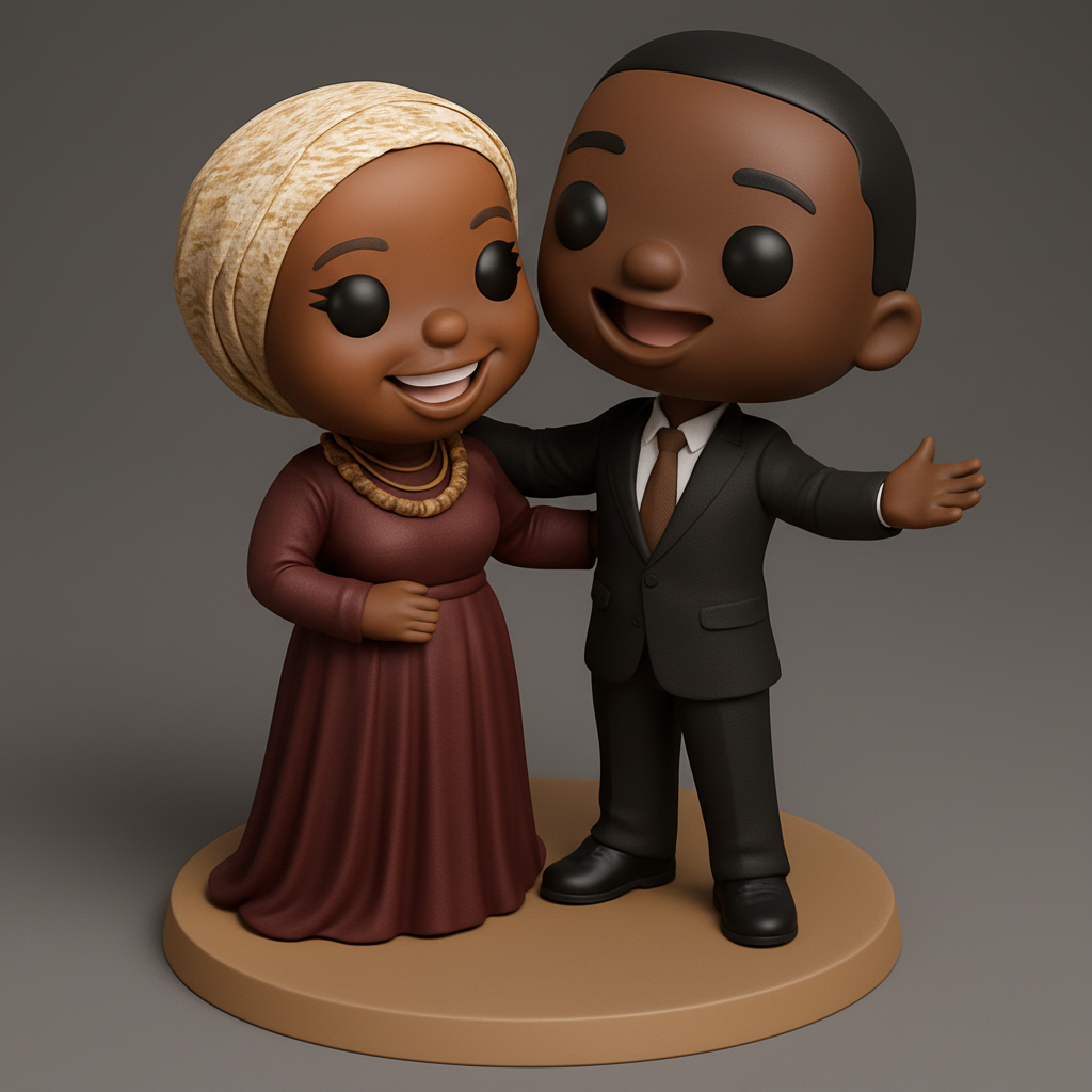 face to 3d model ai-3D portrait printing from photo_Joyful Couple: Customizable Desk & Cake Topper