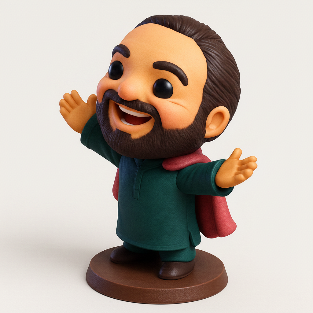 face to 3d model ai-3D portrait printing from photo_Smiling Bearded Superhero Figurine 