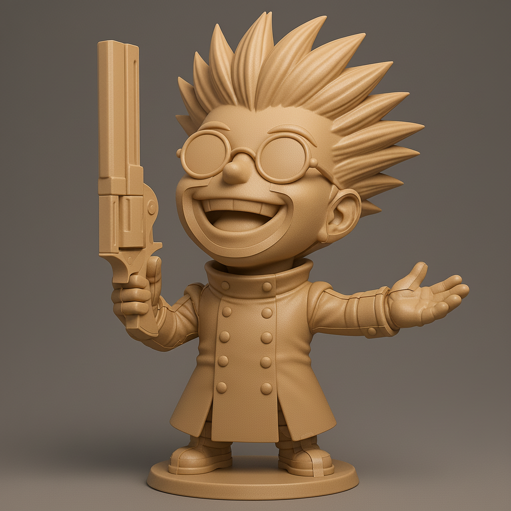 silhouette 3d printer maker-3d portrait printing_Cheerful Scientist Figurine with Revolver