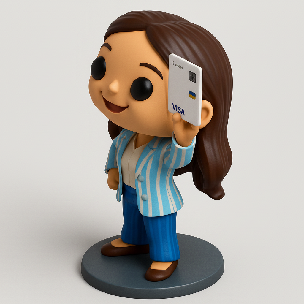 face to 3d model ai-3D portrait printing from photo_Stylish Businesswoman Figurine with Visa Card