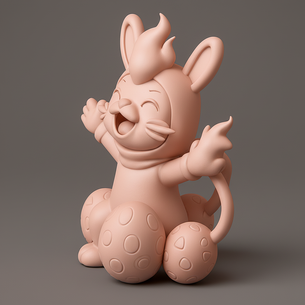 face anatomy 3d model-create 3d face model from photo_Happy Flame-Bunny: Festive Easter Charm 3D Print