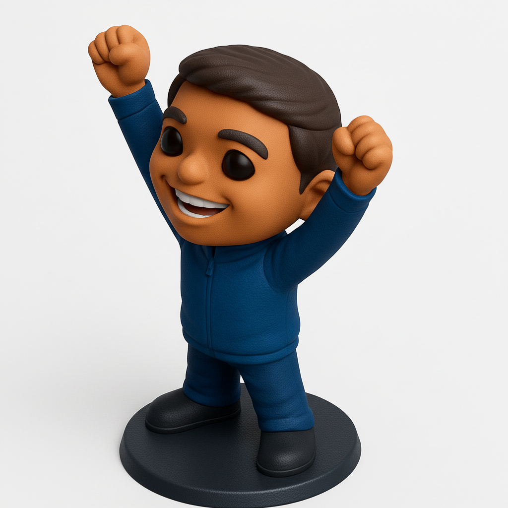 face to 3d model ai-3D portrait printing from photo_Print Your Victory: Joyful Hero Desk Figurine