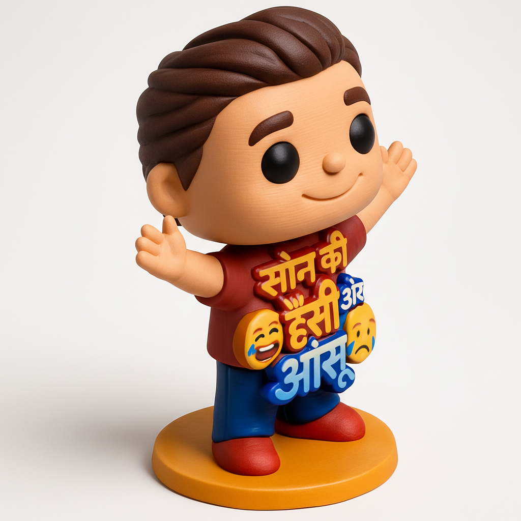 face to 3d model ai-3D portrait printing from photo_Emotional Laughter & Tears Hindi Figurine Desk Art