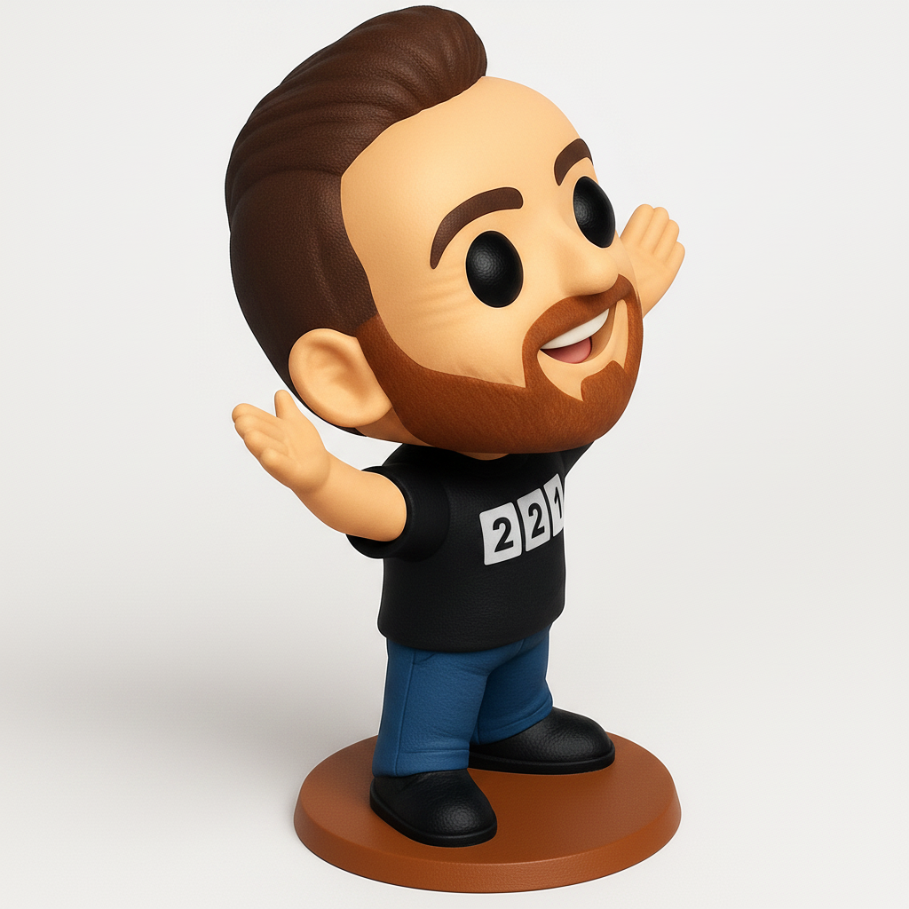 face to 3d model ai-3D portrait printing from photo_Dynamic Bearded Figure '221' - Welcoming Funko Style