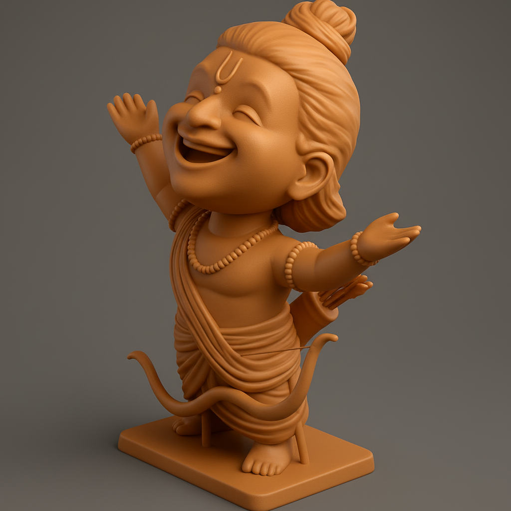 face to 3d model ai-3D portrait printing from photo_Joyful Balak Ram 3D Print - Bring Divine Cheer Home