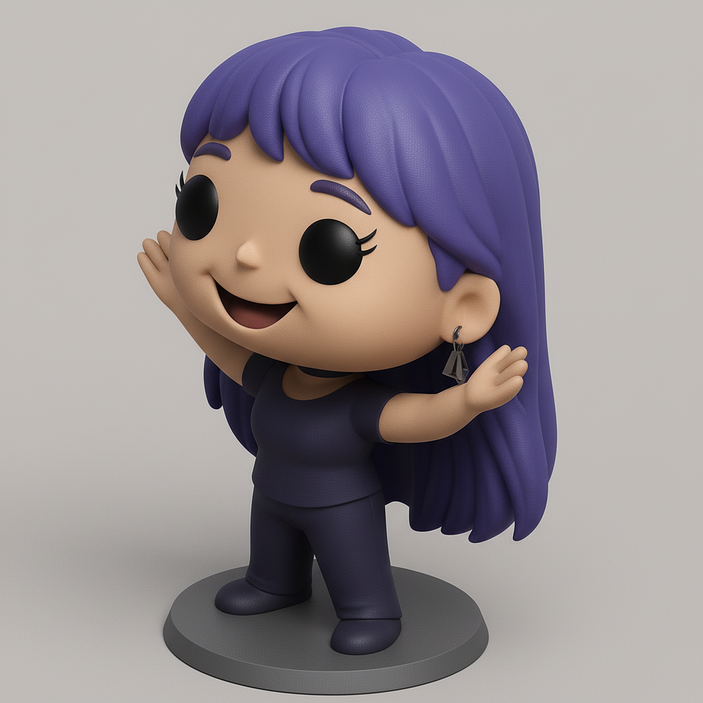 face anatomy 3d model-create 3d face model from photo_Friendly Purple-Haired Chibi Figure
