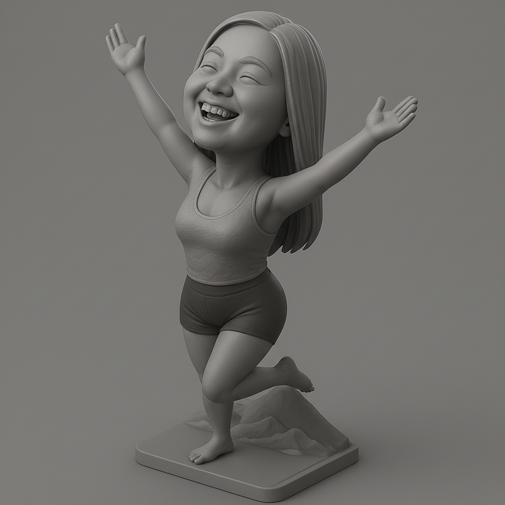 silhouette 3d printer maker-3d portrait printing_Joyful Figure with Outstretched Arms