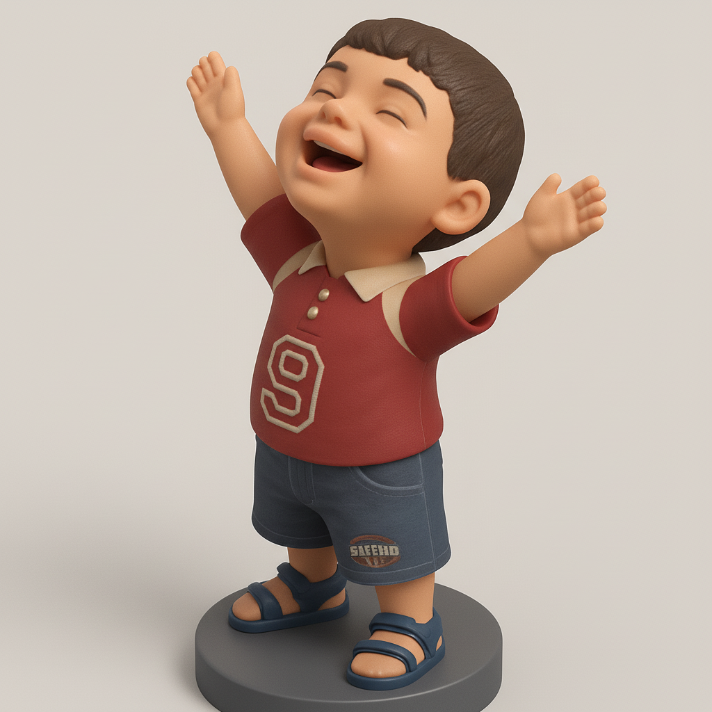 face anatomy 3d model-create 3d face model from photo_Happy Boy Figurine: Spread Joy with This Cute Desk Pal