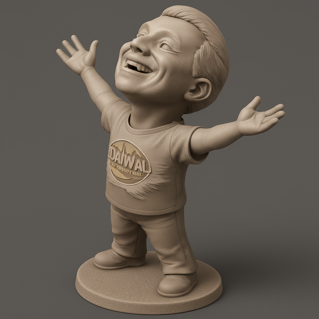 silhouette 3d printer maker-3d portrait printing_Celebrate Joy: UDAWAL Happy Man 3D Printable Figure
