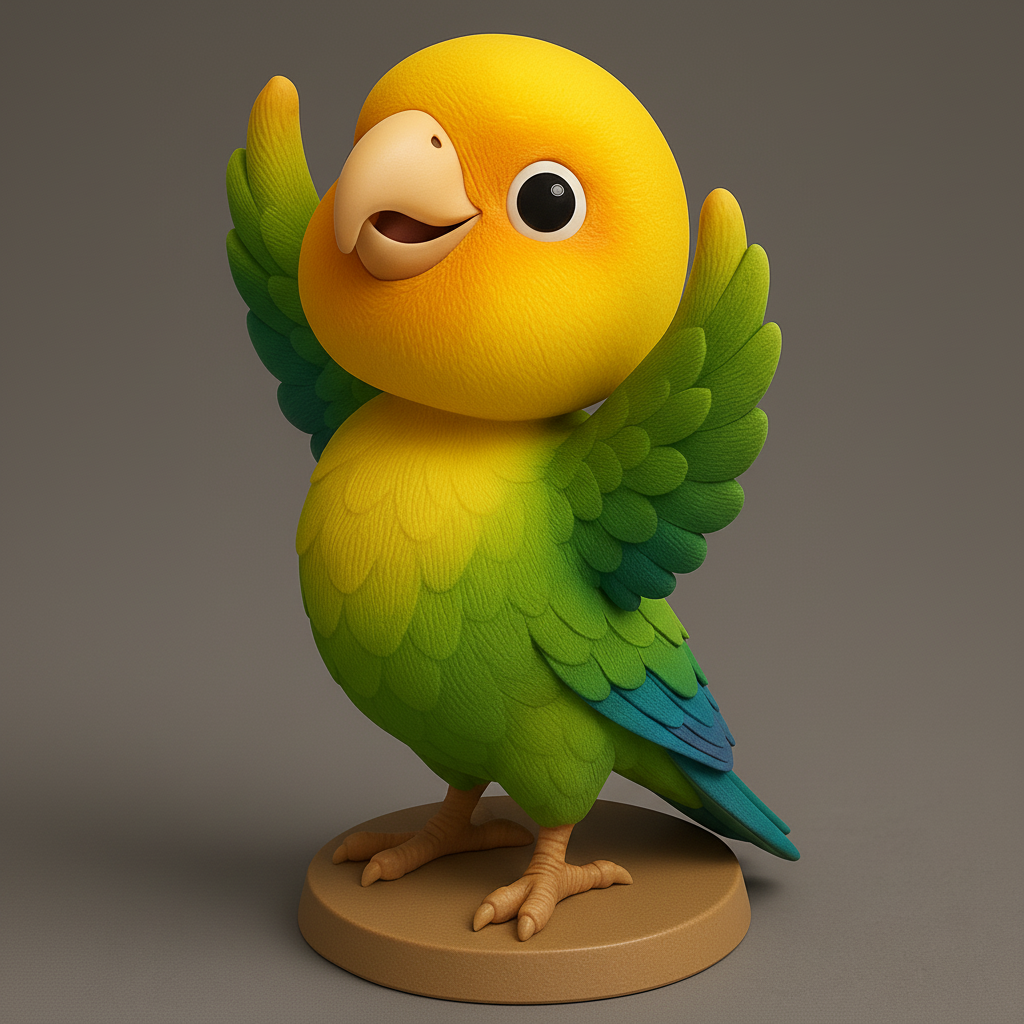 face anatomy 3d model-create 3d face model from photo_Cheerful Parrot Figurine for 3D Printing