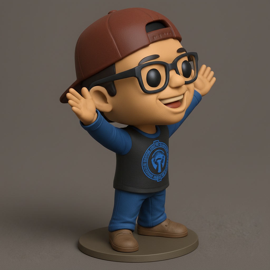face anatomy 3d model-create 3d face model from photo_Funko-Style Happy Boy Figurine: Print Your Own Desk Pal!