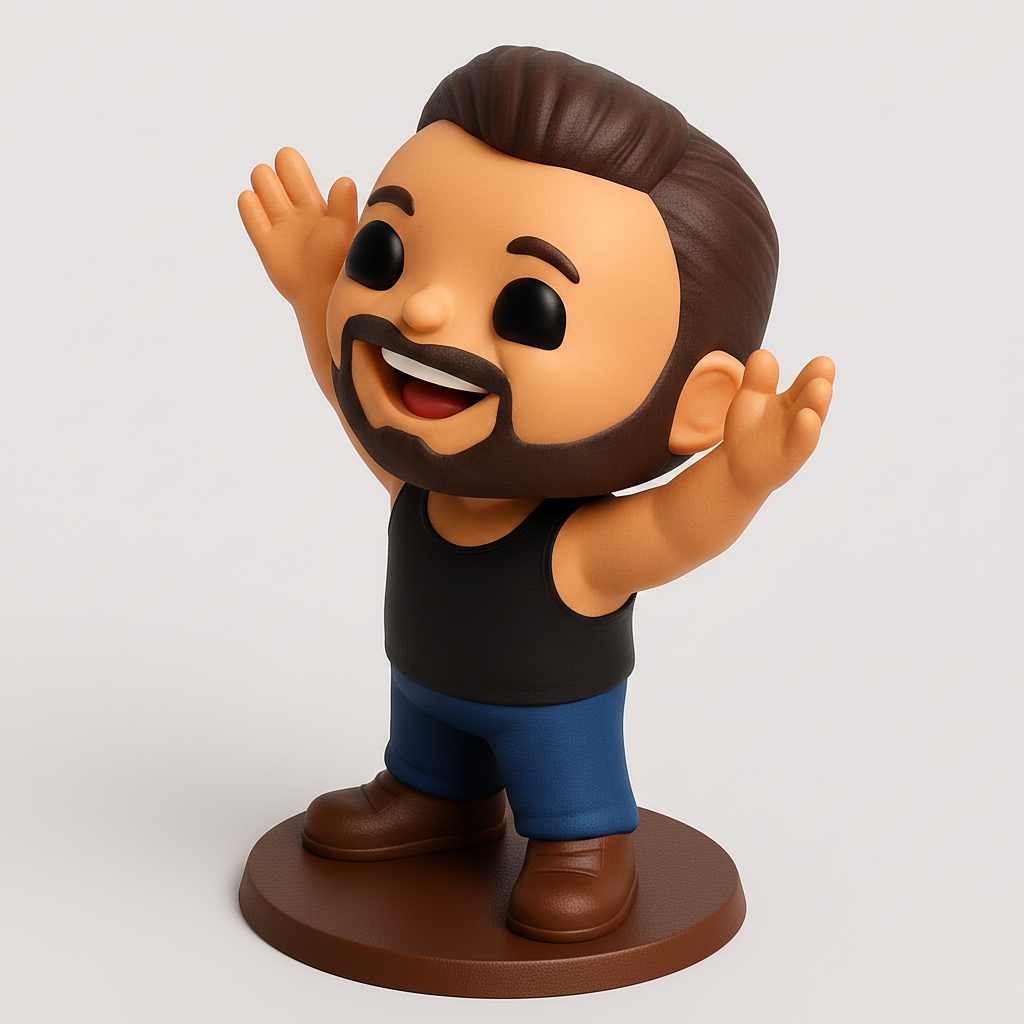 face to 3d model ai-3D portrait printing from photo_Cheery Collectible Figurine - Waving Man 3D Print