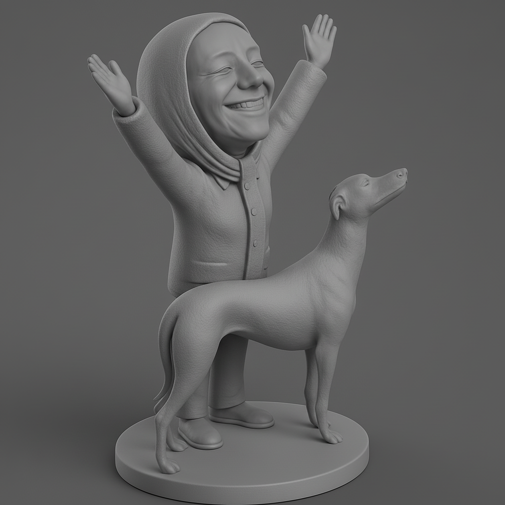 face anatomy 3d model-create 3d face model from photo_Happy Together: Uplifting Person & Dog Figurine