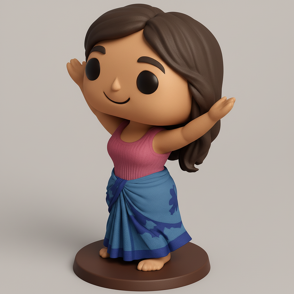 face anatomy 3d model-create 3d face model from photo_Cute Welcoming Woman Funko-Style Figurine