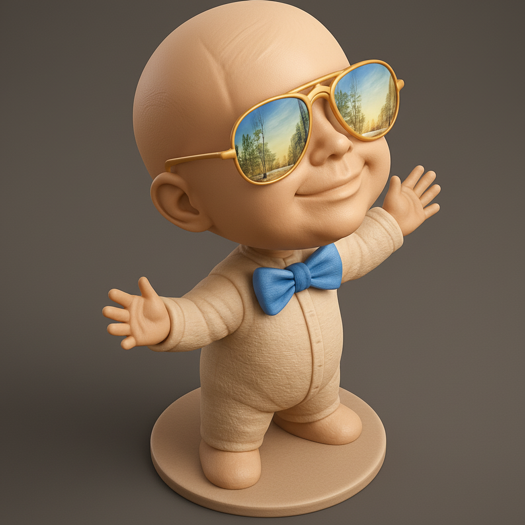 face anatomy 3d model-create 3d face model from photo_Welcoming 'Cool Shades' Baby Figurine - Unique Desk Pal