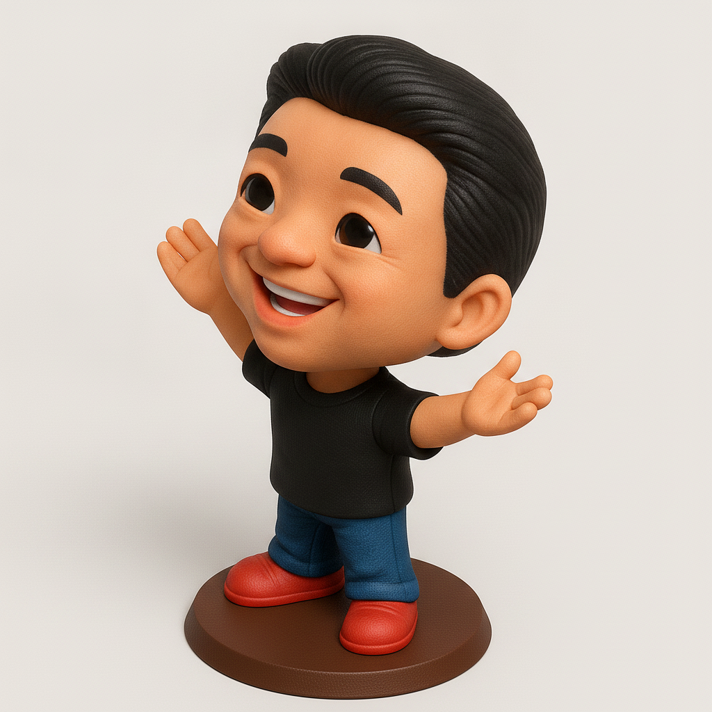 face to 3d model ai-3D portrait printing from photo_Cheerful Open Arms Figurine