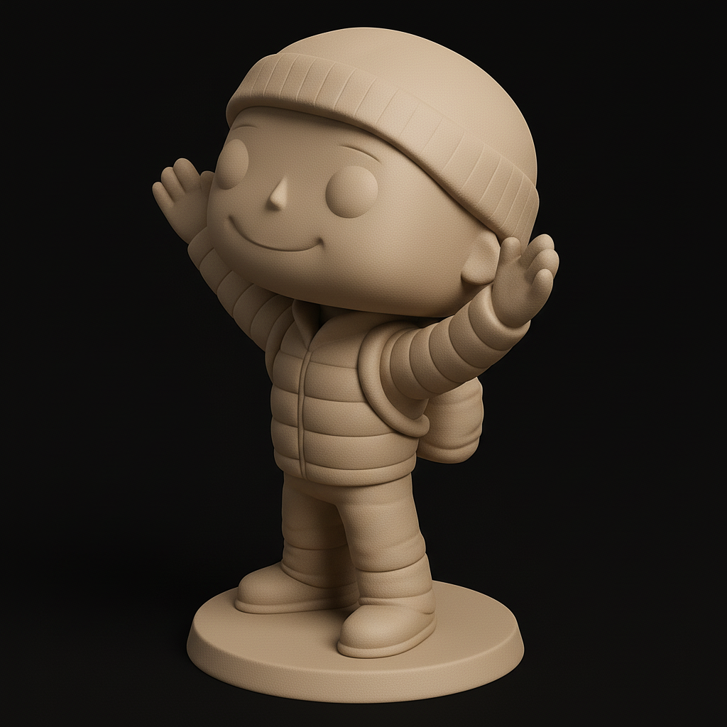 face to 3d model ai-3D portrait printing from photo_Charming Winter Explorer Funko-Style Figurine STL