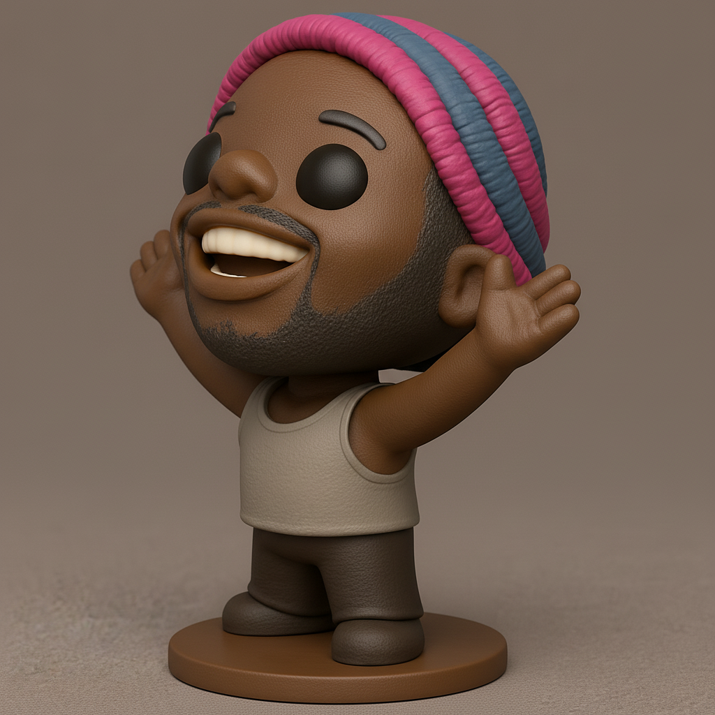 face to 3d model ai-3D portrait printing from photo_Happy Beanie Guy - Collectible Desk Buddy