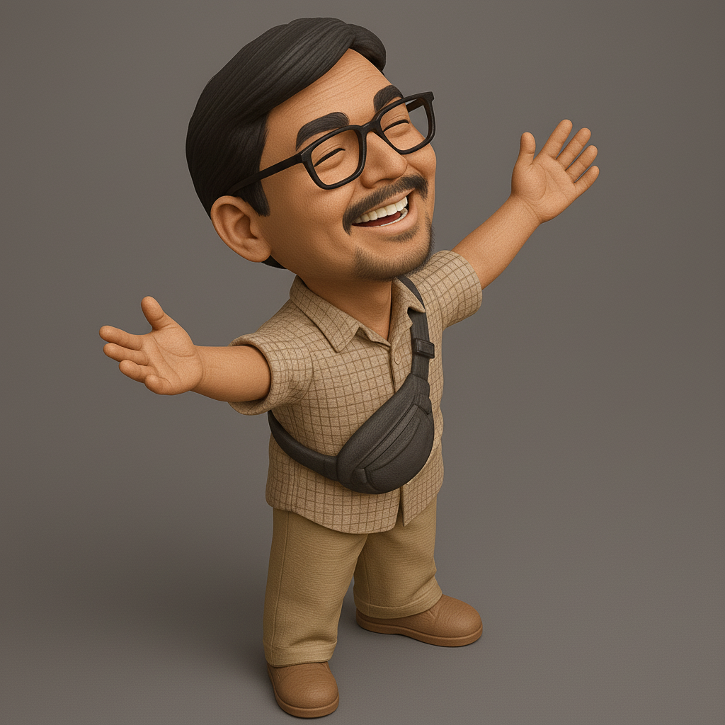 silhouette 3d printer maker-3d portrait printing_Cheerful Character with Open Arms