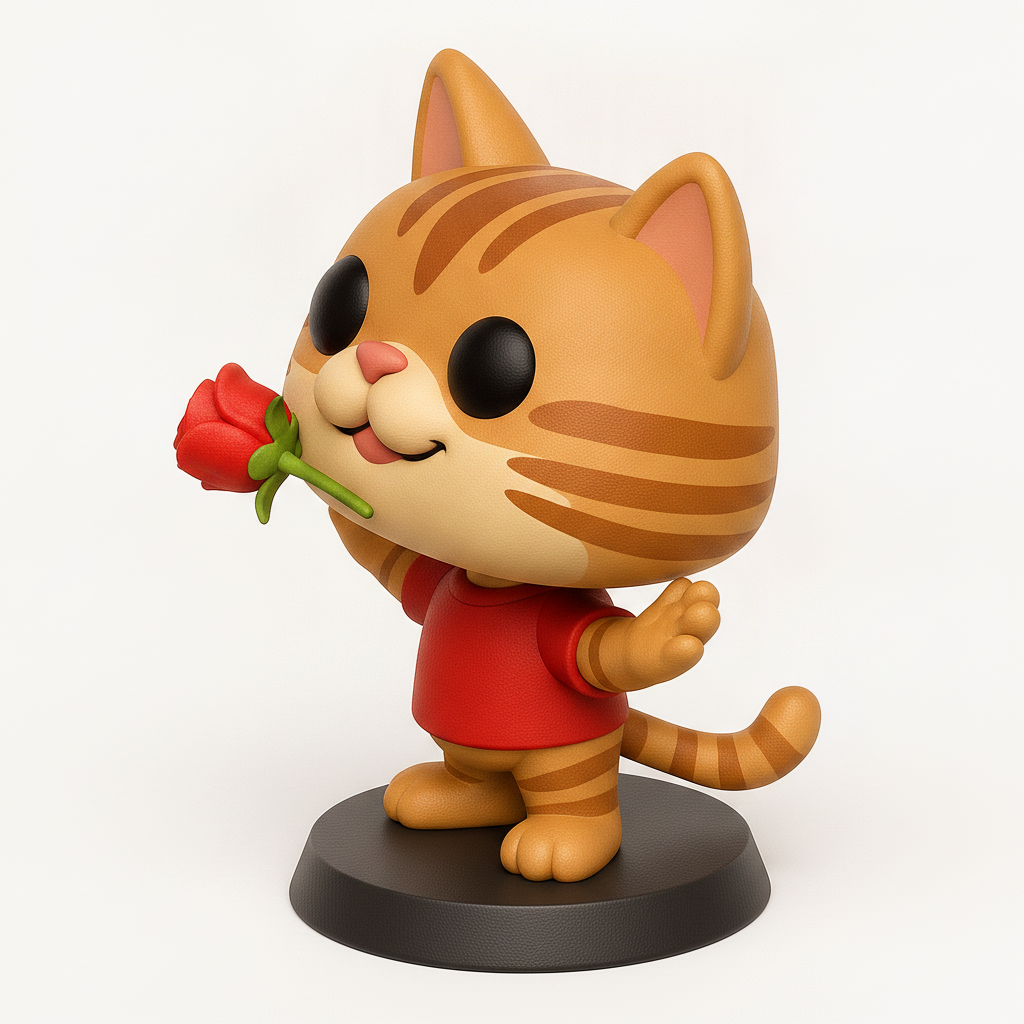 face anatomy 3d model-create 3d face model from photo_Sweet Valentine Cat with Rose - Express Your Affection