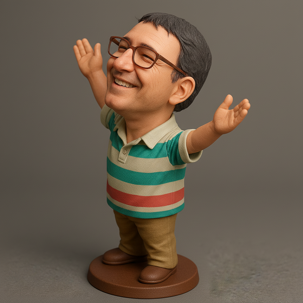 face anatomy 3d model-create 3d face model from photo_Cheerful 3D Figurine with Outstretched Arms