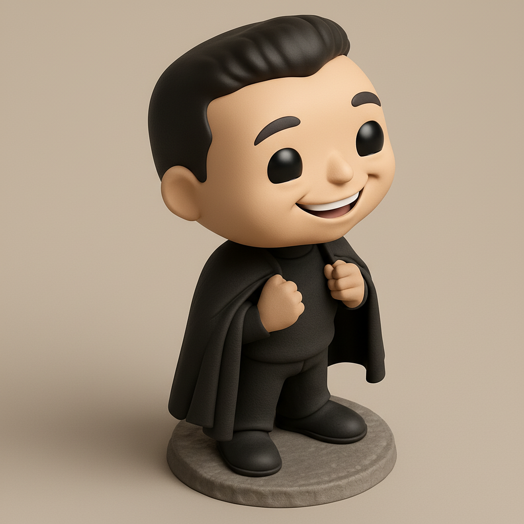 face to 3d model ai-3D portrait printing from photo_Charming Hero Figurine with Dynamic Cape