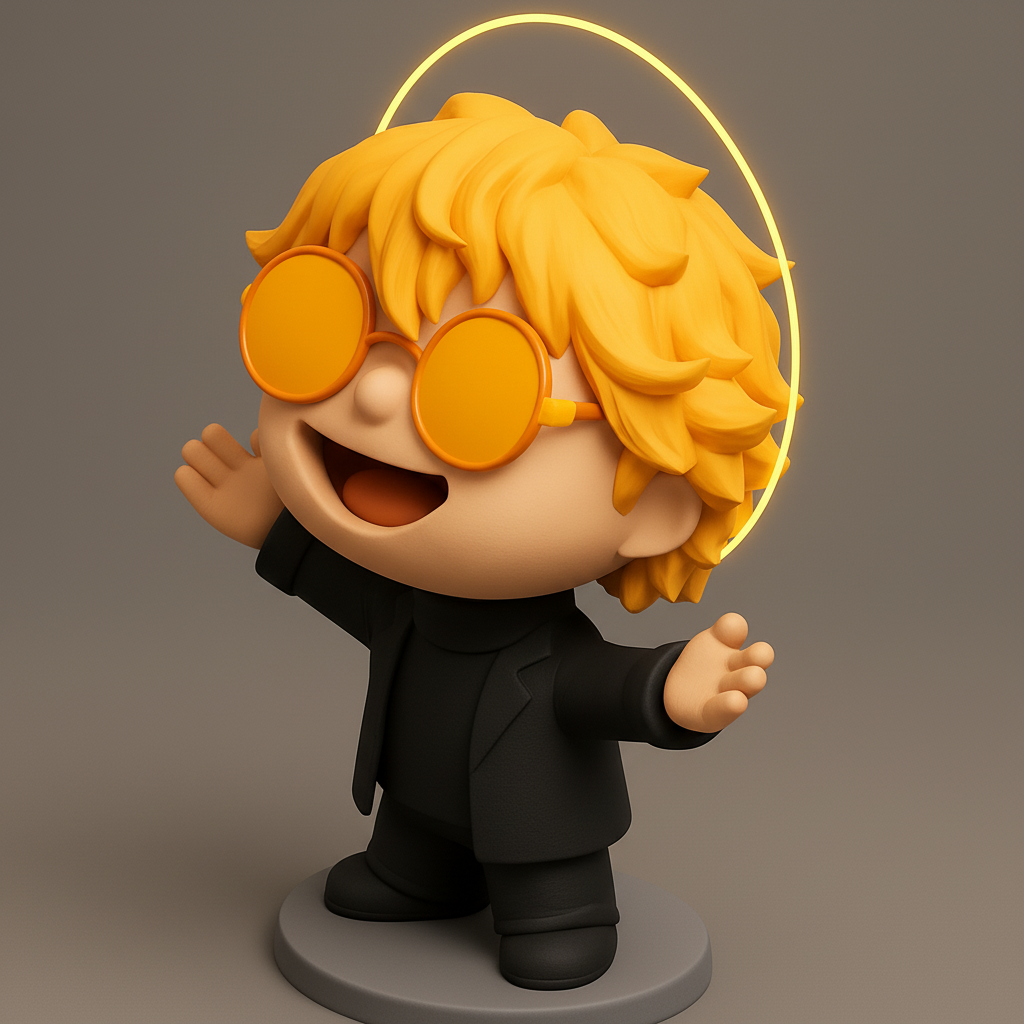 face to 3d model ai-3D portrait printing from photo_Radiant Welcoming Friend Figurine with Golden Halo