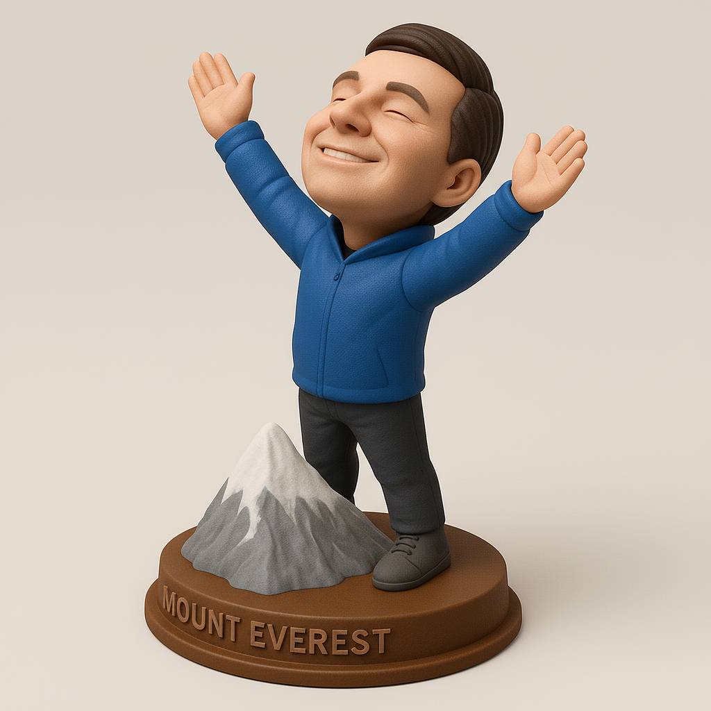 silhouette 3d printer maker-3d portrait printing_Victorious Mount Everest Climber Figurine