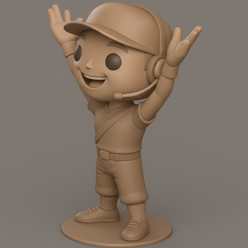 silhouette 3d printer maker-3d portrait printing_Cheerful 3D Gamer Figure with Headset