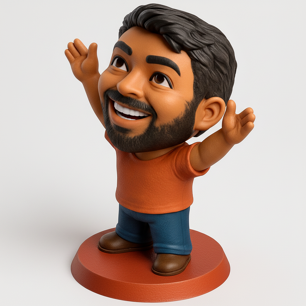 face to 3d model ai-3D portrait printing from photo_Smiling Bobblehead: Instant Mood Booster for Your Desk