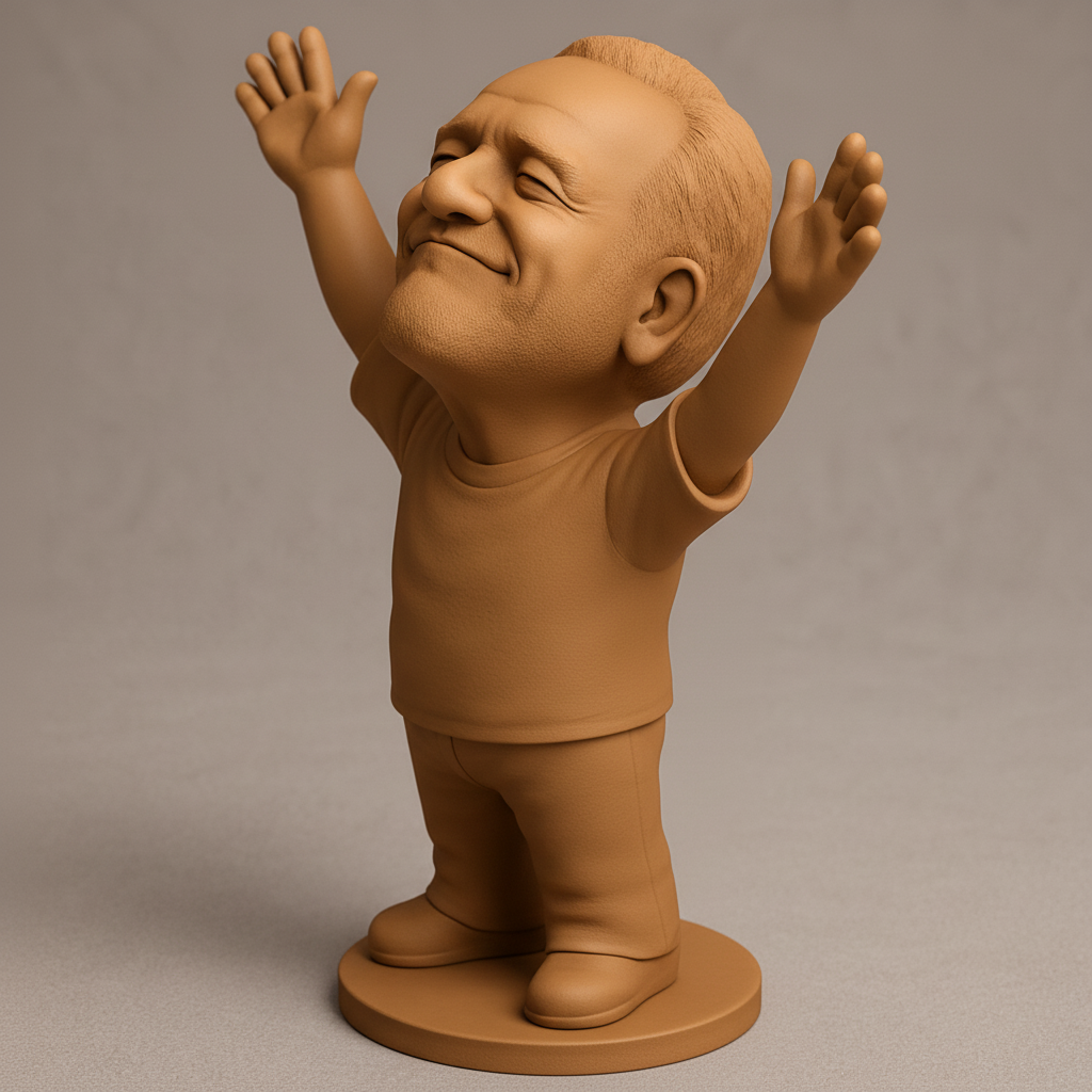 face to 3d model ai-3D portrait printing from photo_Celebrate Joy: Happy Man Desk Figurine 3D Print