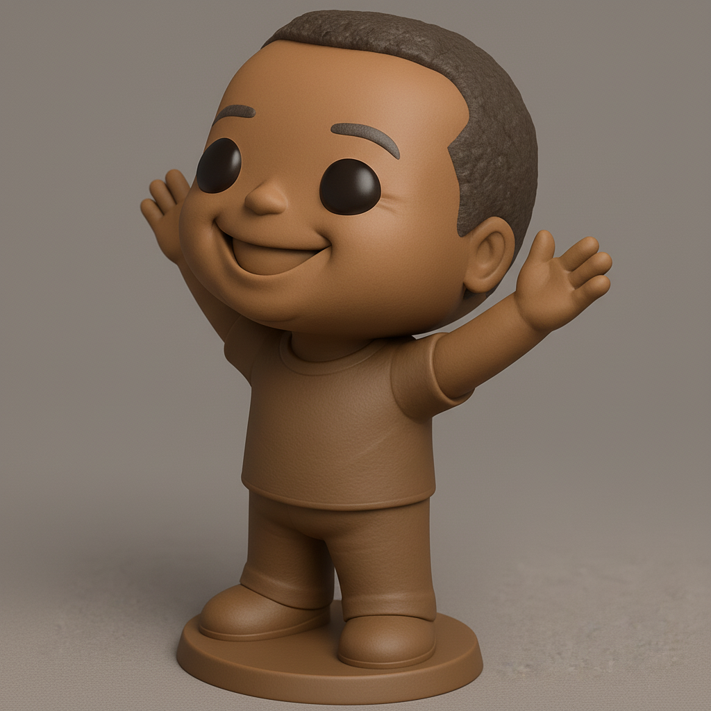 face to 3d model ai-3D portrait printing from photo_Big Smile Collectible: Welcoming Stylized Figure