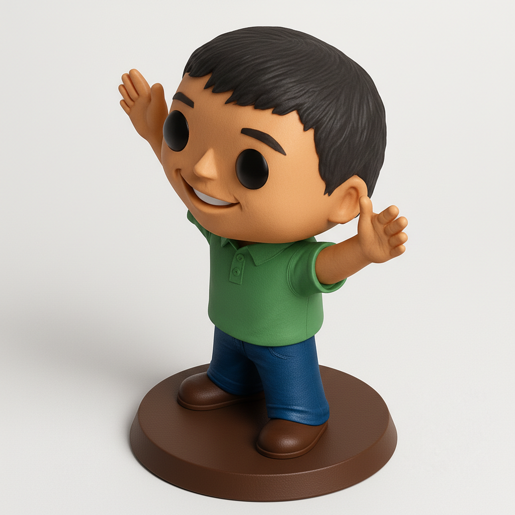 face to 3d model ai-3D portrait printing from photo_Cheerful Funko-Style Boy Figurine - Print Your Joy!