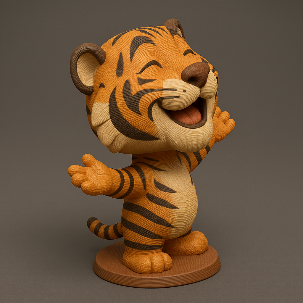 silhouette 3d printer maker-3d portrait printing_Cheerful Tiger Figurine for All Ages