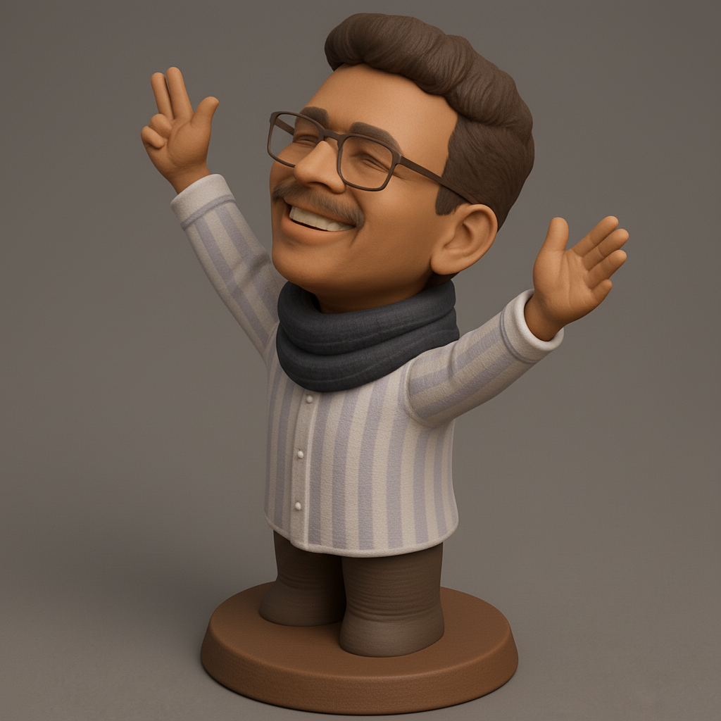 face to 3d model ai-3D portrait printing from photo_Uplifting Happy Man Figurine - Easy 3D Print